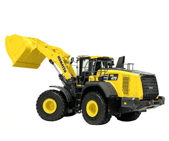 radlader komatsu wa475 mit schaufel von der seite