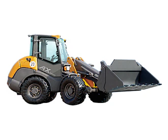 Mecalac AX1000 multilader mecalac ax1000 von der seite mit schaufel