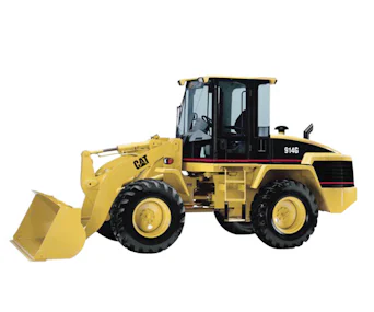 Radlader Caterpillar 914 online mieten radlader caterpillar 914 schraeg von der seite