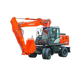 Hitachi ZX 170 W mobilbagger hitachi zx170w schraeg von vorne