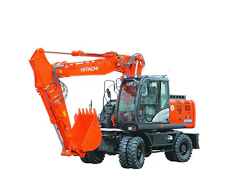 Mobilbagger Hitachi zx170W online mieten mobilbagger hitachi zx170w schraeg von vorne