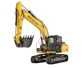 raupenbagger new holland e215c schraeg von vorne