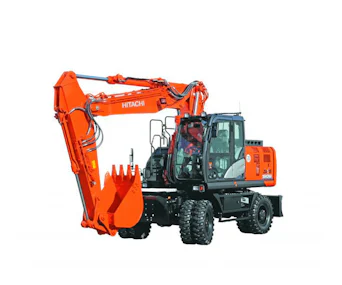 Mobilbagger Hitachi ZX190W online mieten Mobilbagger hitachi zx190w schraeg von vorne