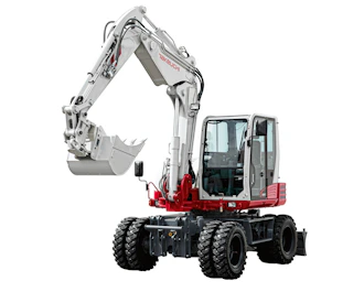 Takeuchi TB1160 W Mobilbagger Takeuchi TB1160W schraeg von vorne