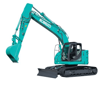 Raupenbagger Kobelco SK230 SRLC 3 schraeg von vorne