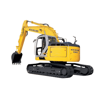 Raupenbagger New Holland E225B SR schraeg von hinten
