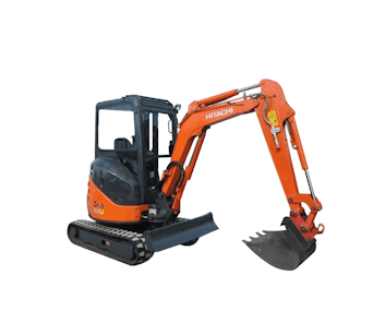 Minibagger Hitachi ZX22U schraeg von vorne