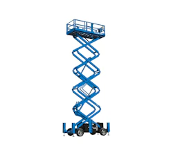 Scherenarbeitsbuehne Genie GS 4390 online mieten Scherenarbeitsbuehne Genie GS 4390 schraeg von vorne