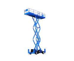 Scherenarbeitsbuehne Genie GS3384RT online mieten Scherenarbeitsbuehne Genie GS3384RT schraeg von vorne