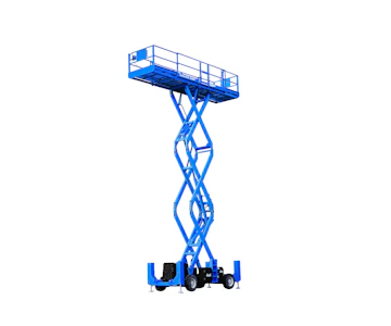 Scherenarbeitsbuehne Genie GS3384RT online mieten Scherenarbeitsbuehne Genie GS3384RT schraeg von vorne