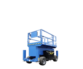 Scherenarbeitsbuehne Genie 4069 DC online mieten Scherenarbeitsbuehne Genie 4069 DC schraeg von hinten