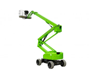 hybridbetriebene Gelenksarbeitsbühne Nifty HR28 online mieten hybridbetriebene Gelenksarbeitsbühne Nifty HR28 schraeg von hinten