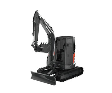 Minibagger Eurocomach 50 ZT online mieten Minibagger Eurocomach 50 ZT Ansicht schräg von vorne