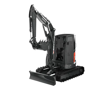 Midibagger Eurocomach 55 TR online mieten Midibagger Eurocomach 55 TR Ansicht schräg von vorne
