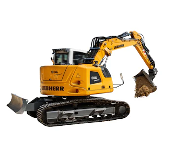 Raupenbagger Liebherr R 914 Compact online mieten Raupenbagger Liebherr R 914 Compact seitliche Darstellung