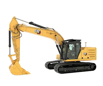 Kettenbagger Caterpillar CAT 326F online mieten kettenbagger caterpillar cat326f schraeg von der Seite