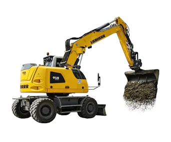 Mobilbagger Liebherr A 918 Compact Seitenansicht schräg