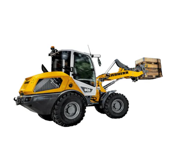 Radlader Liebherr L 504 Compact online mieten Radlader Liebherr L 504 Compact mit Palettengabel