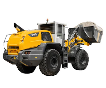 Radlader Liebherr L 550 XPower online mieten Radlader Liebherr L 550 XPower seitlich von hinten