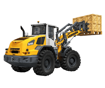 Radlader Liebherr L 546 mit Palettengabel seitliche Darstellung