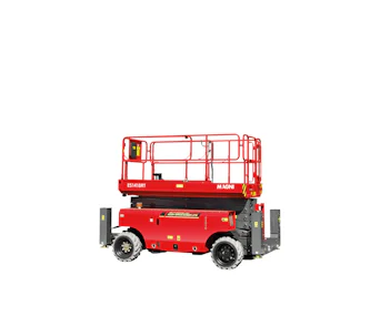 Scherenarbeitsbühne Magni ES1418RT online mieten Scherenarbeitsbühne Magni ES1418RT seitliche Darstellung