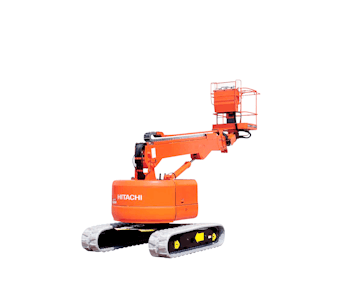Teleskoparbeitsbühne Hitachi HX99B Ansicht von hinten