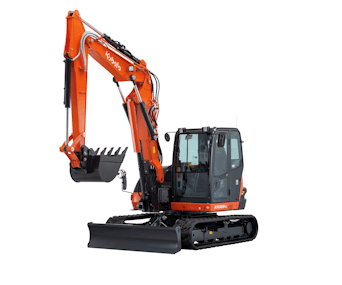 Midibagger Kubota KX085-5 2PGL seitlich von vorne