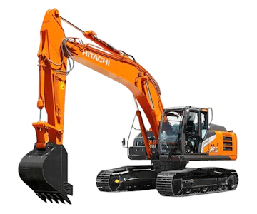 Raupenbagger Hitachi ZX 135 US online mieten Raupenbagger Hitachi ZX 135 US seitliche schräg dargestellt