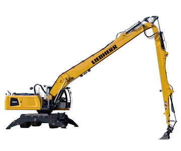 Mobilbagger Liebherr A 924 mit Langstielausführung online mieten Mobilbagger Liebherr A 924 mit Langstielausführung Seitenansicht