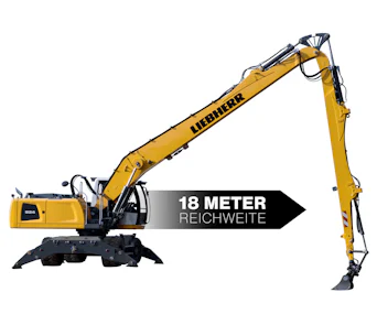 Mobilbagger Liebherr A 924 mit Langstielausführung Seitenansicht