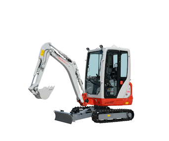 Minibagger Takeuchi TB320 seitlich schräg dargestellt