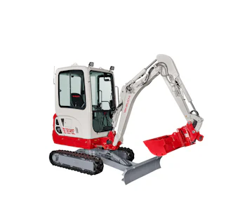 Minibagger Takeuchi TB320 seitlich schräg von vorne