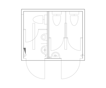 SANI Damen-Herren-WC Container Grundriss