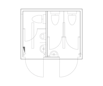 SANI Damen-Herren-WC Container online mieten SANI Damen-Herren-WC Container Grundriss