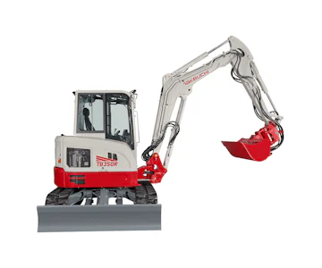 Midibagger Takeuchi TB350R online mieten Midibagger Takeuchi TB350R Seitenansicht