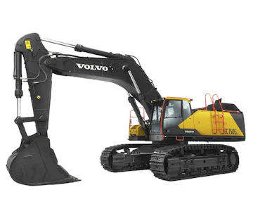 Raupenbagger Volvo EC750E online mieten Raupenbagger Volvo EC750E seitliche Darstellung