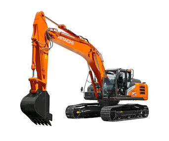 Raupenbagger Hitachi ZX 250 LCN seitlich schräg dargestellt