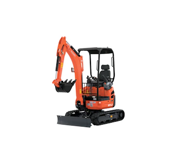 Minibagger Kubota U17-3a Hybrid online mieten Minibagger Kubota U17-3a Hybrid Ansicht seitlich von vorne