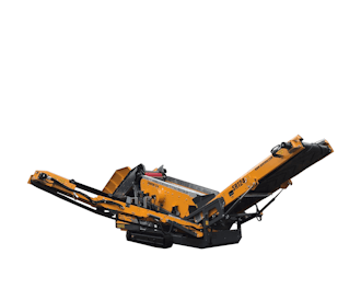Grobstuecksiebanlage Apex Barford SR124/2 schraeg von hinten