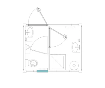 Sanitärcontainer MS10 von Mobilbox mit Aufteilung von oben