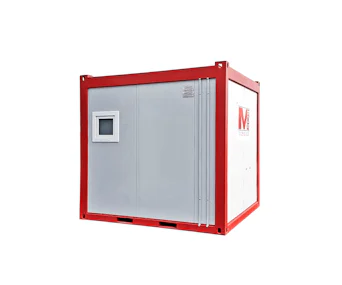 Sanitärcontainer MS10 von Mobilbox von hinten mit Fenster