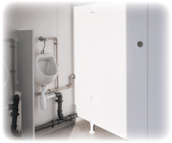 Sanitärcontainer MW23 von Mobilbox von innen mit Urinal