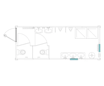 Sanitärcontainer MS20 von Mobilbox mit Aufteilung von oben