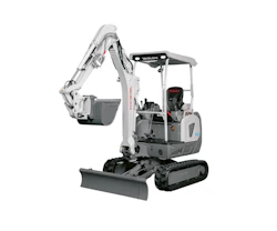 Minibagger Takeuchi TB20e schräg von vorne