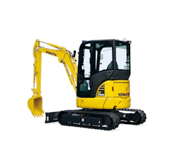 Minibagger Komatsu PC38MR-5 schräg von der Seite