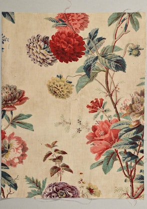 Dekorationsstoff (Wandverkleidung), Stoffdruck, 19. Jahrhundert, Frankreich (?). Inv.Nr. 1993_8 Objekt aus der Textilsammlung