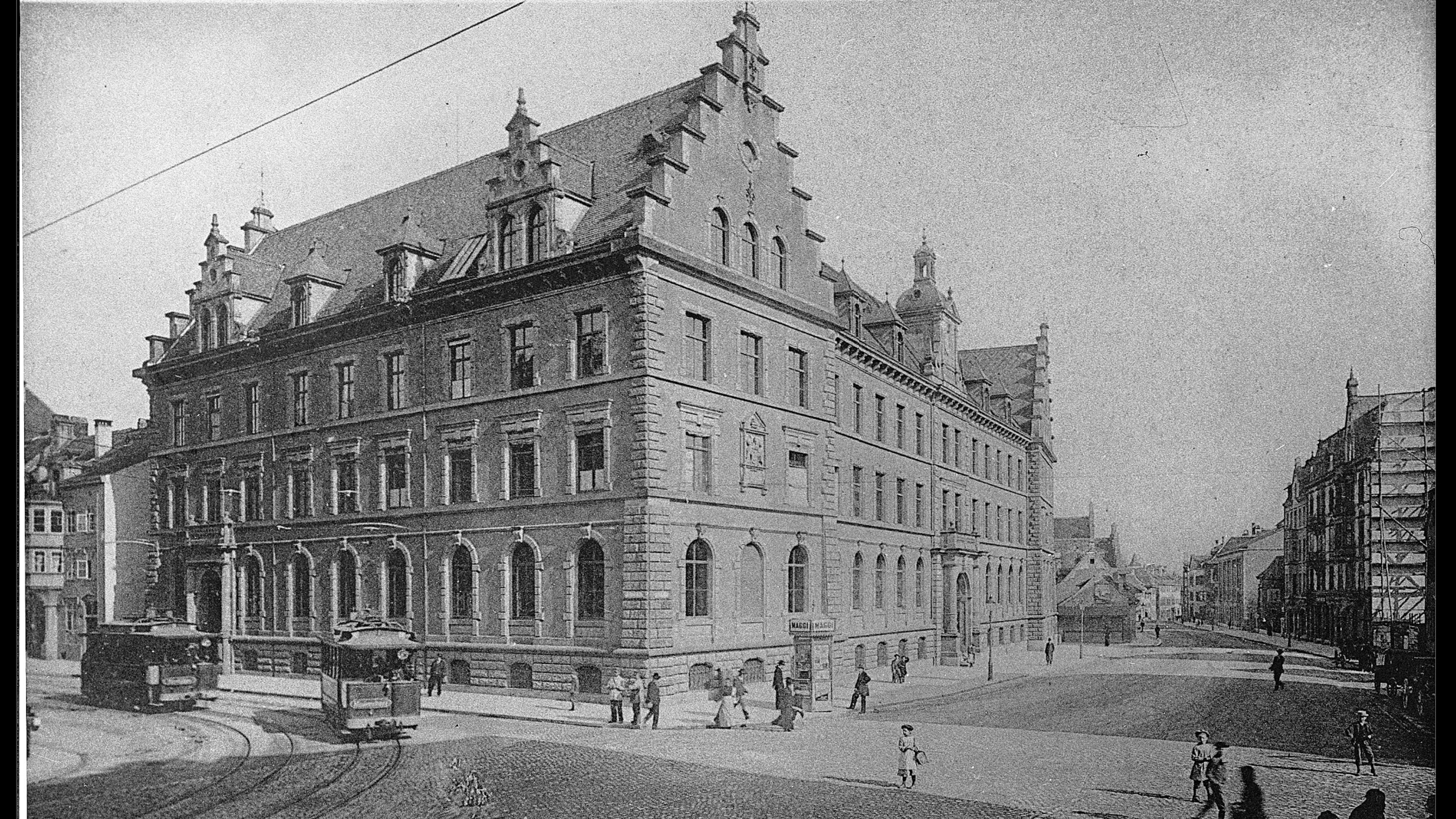Schulhaus der Allgemeinen Gewerbeschule 1896 bis 1961 auf der Lyss