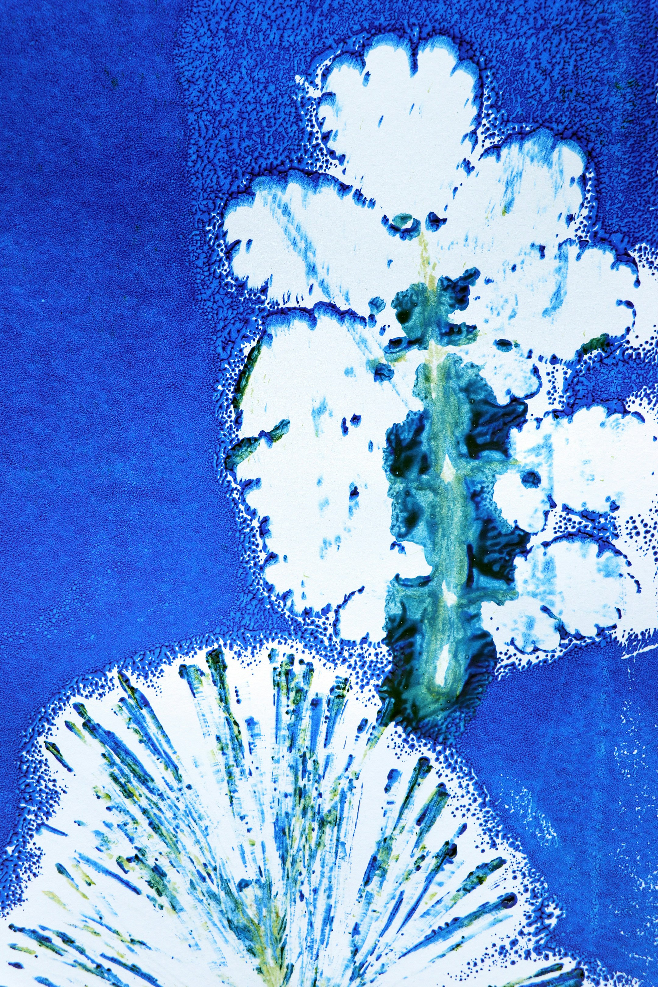 Gedrucktes Bild mit Blumen