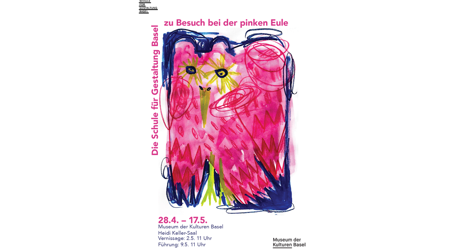 Einladungskarte zur pinken Eule
