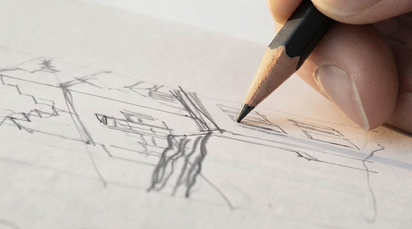 Closeup Bleistift mit Hand beim Zeichnen